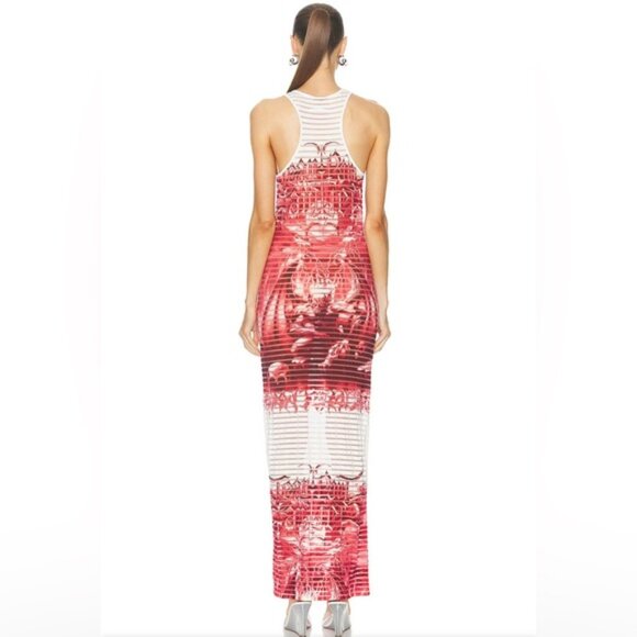 NWT Jean Paul Gaultier Designer Diablo Print Devore Long Maxi Dress Cotton Blend - Picture 4 of 5